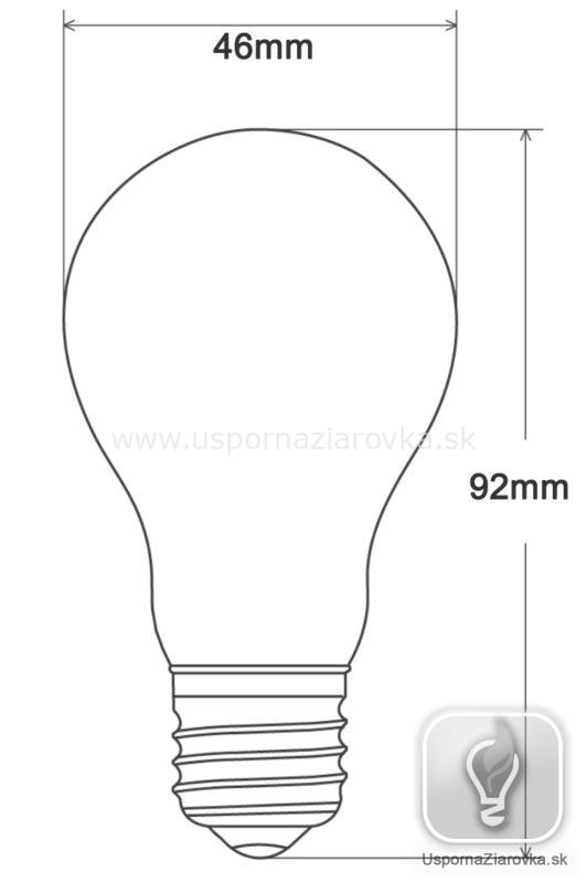 Technické rozmery LED tekutinou chladenej žiarovky